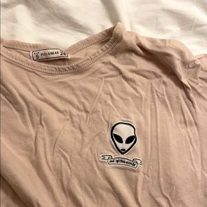 PALE PINK "out of this world" ALIEN LOGO T SHIRT